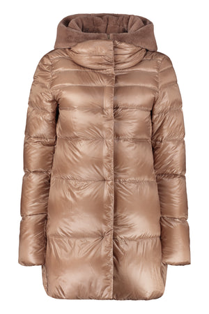 Hooded nylon down jacket-0